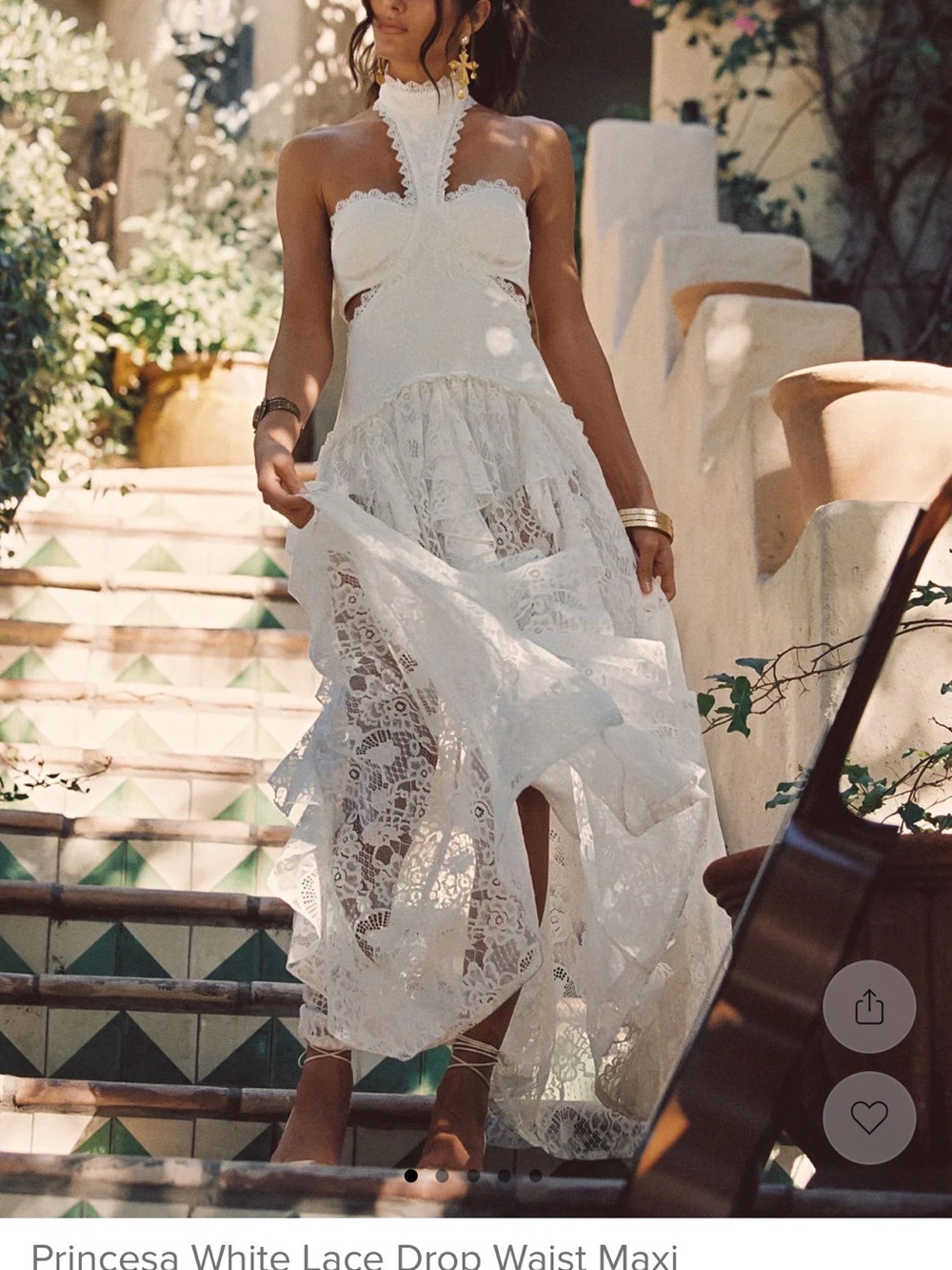 Princesa White Lace Drop Waist Maxi NEW
